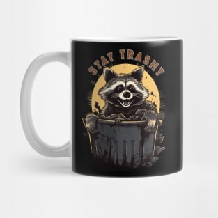 Stay Trashy Funny Smiling Raccoon In Trash Bin Mug